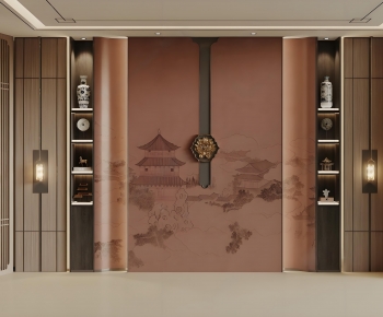 New Chinese Style TV Wall-ID:439826971