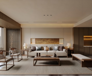 New Chinese Style A Living Room-ID:993819959