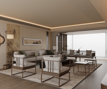 New Chinese Style A Living Room-ID:128030813