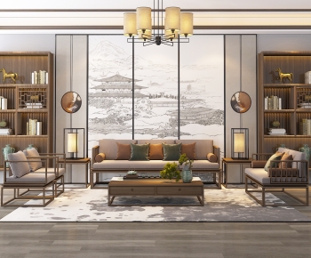 New Chinese Style A Living Room-ID:414040092