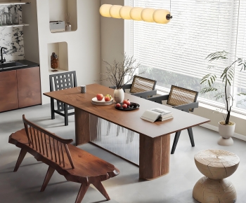 Wabi-sabi Style Dining Table And Chairs-ID:738868951