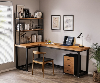 Modern Computer Desk And Chair-ID:718846083