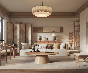 New Chinese Style A Living Room-ID:931377896