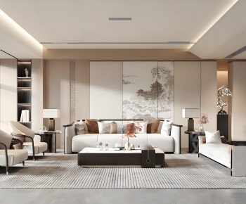New Chinese Style A Living Room-ID:962343931