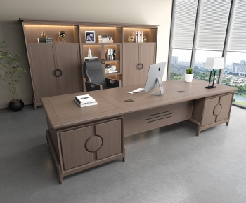 New Chinese Style Office Desk And Chair-ID:570847999