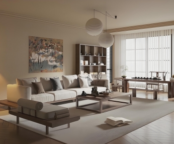 New Chinese Style A Living Room-ID:653579242