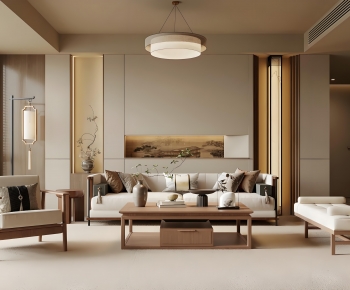 New Chinese Style A Living Room-ID:100684884