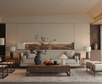 New Chinese Style A Living Room-ID:987787965