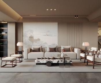 New Chinese Style A Living Room-ID:197032936