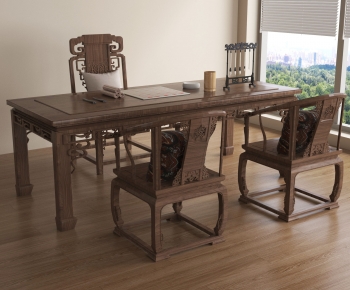 New Chinese Style Computer Desk And Chair-ID:481949092