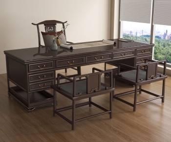 New Chinese Style Computer Desk And Chair-ID:180756091