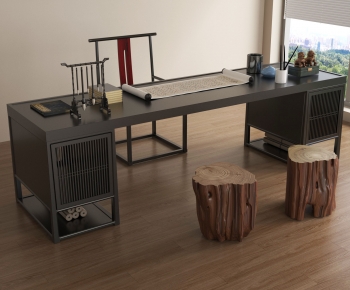 New Chinese Style Computer Desk And Chair-ID:504327061