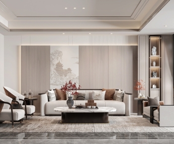 New Chinese Style A Living Room-ID:723501928