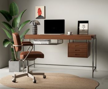 Modern Computer Desk And Chair-ID:601216087