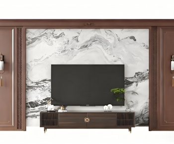 New Chinese Style TV Wall-ID:767210961