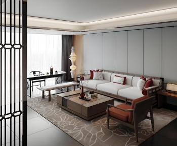 New Chinese Style A Living Room-ID:985165124