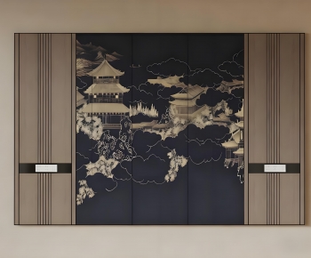 New Chinese Style TV Wall-ID:385741954