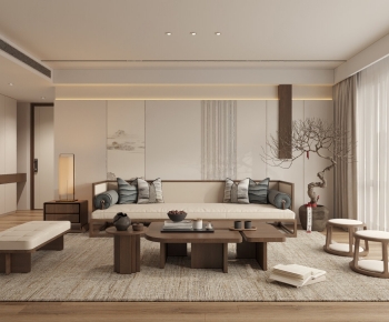 New Chinese Style A Living Room-ID:983896979