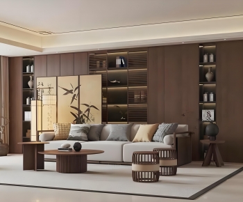New Chinese Style A Living Room-ID:726557026