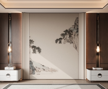 New Chinese Style TV Wall-ID:597415921