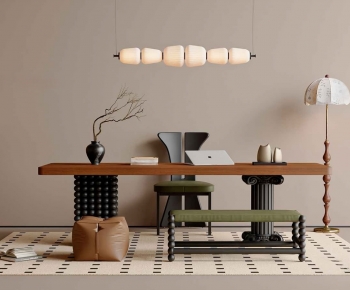 French Style Computer Desk And Chair-ID:210681923