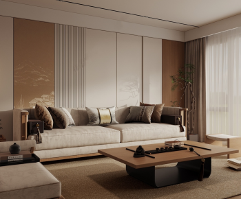 New Chinese Style A Living Room-ID:740014085