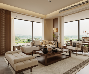 New Chinese Style A Living Room-ID:485512976