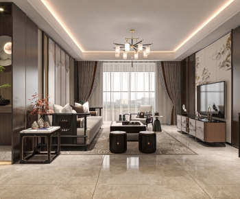 New Chinese Style A Living Room-ID:407886987