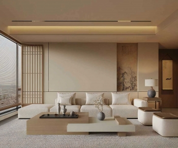 New Chinese Style A Living Room-ID:995491034