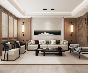 New Chinese Style A Living Room-ID:984505896