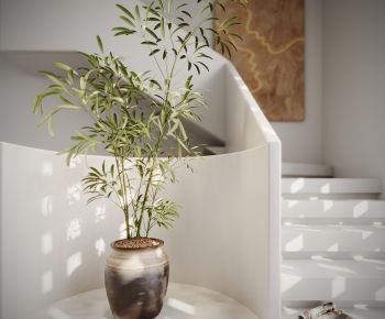 Wabi-sabi Style Ground Green Plant Potted Plants-ID:424494038