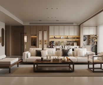 New Chinese Style A Living Room-ID:166780978