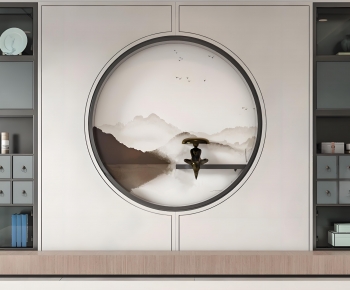 New Chinese Style TV Wall-ID:556509971