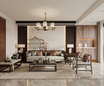 New Chinese Style A Living Room-ID:126816994