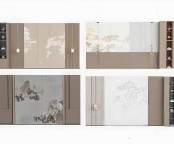 New Chinese Style TV Wall-ID:327043064