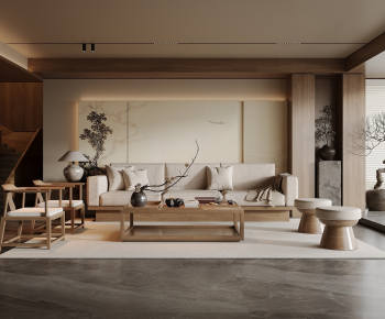 New Chinese Style A Living Room-ID:443962105