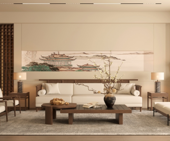 New Chinese Style A Living Room-ID:973474984