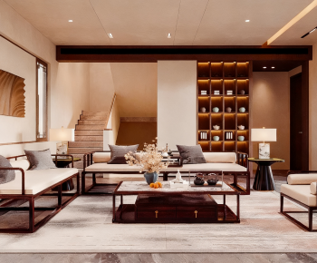 New Chinese Style A Living Room-ID:597088109