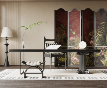 French Style Computer Desk And Chair-ID:902174959