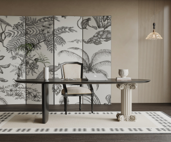 French Style Computer Desk And Chair-ID:855484013