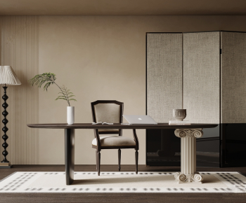 French Style Computer Desk And Chair-ID:329124934