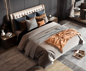 Modern Double Bed-ID:747612006