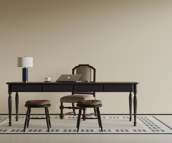 French Style Computer Desk And Chair-ID:680957088