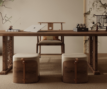 New Chinese Style Computer Desk And Chair-ID:145970111