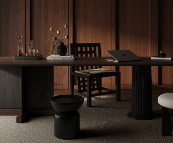 Wabi-sabi Style Computer Desk And Chair-ID:359606986