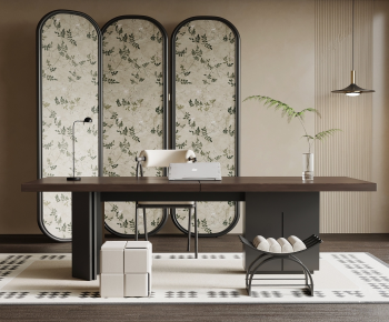 French Style Computer Desk And Chair-ID:450288063