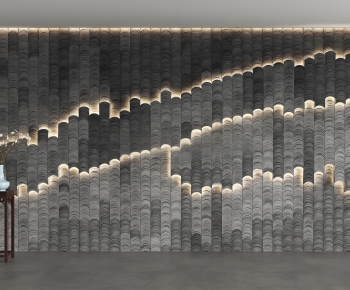 New Chinese Style TV Wall-ID:881448036