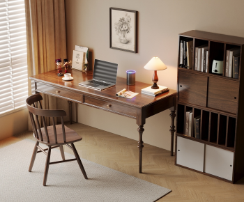 French Style Computer Desk And Chair-ID:778001077
