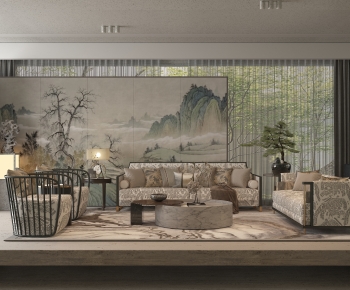 New Chinese Style A Living Room-ID:164110903