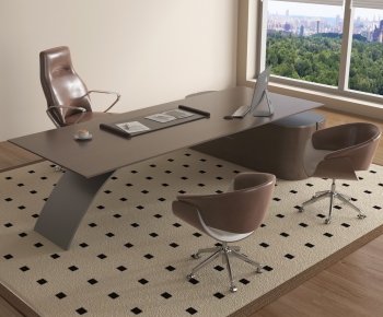 Modern Office Desk And Chair-ID:611371994